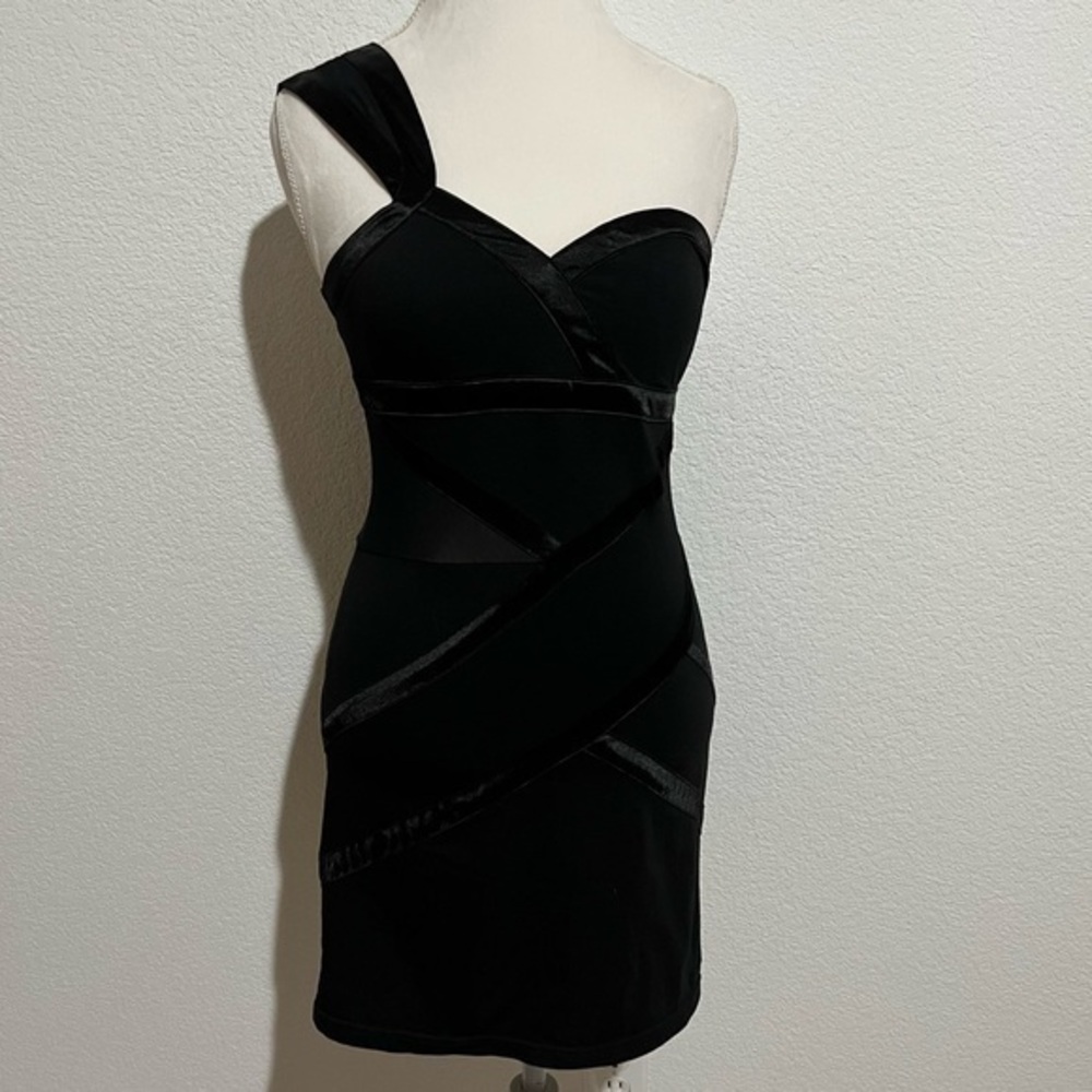 Silence + Noise Black Dress One Shoulder Bandage Dress LBD Small